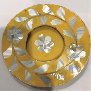 mother of pearl inlay tea serving coaster