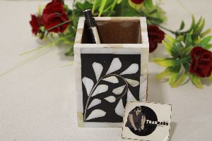 mother of pearl inlay black pen holder