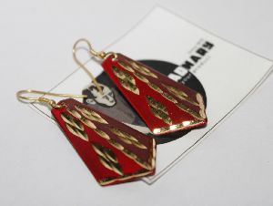 red gold modern carved pattern artificial brass earring