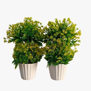 Artificial Plant Bonsai full of Leaves with buds (Set Of 2)
