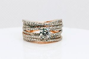 Rose Gold Solitaire wave themed Ring