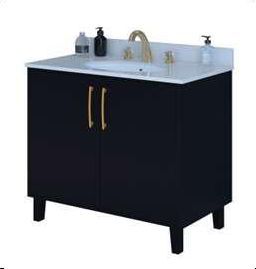 36x22x34.5 Inch Black Bathroom Vanity