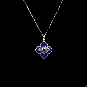 Attractive Royal Blue Evil Eye Diamond Necklace