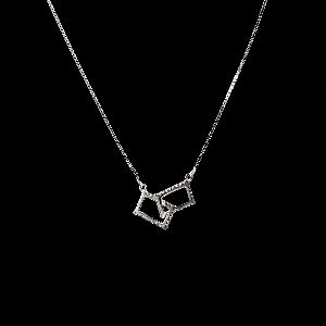 Double Square Diamond Pendent Necklace