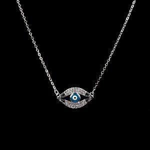 Emerald Blue Evil Eye Pendent Necklace