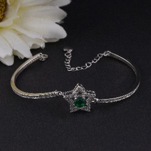 Eye Candy Green Stone and Diamond  Bracelet