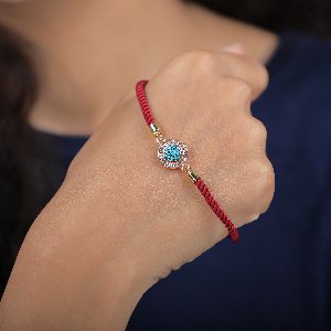 Nylon Round Shape Blue Diamond Bracelet