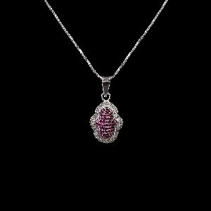 pink diamond doll shape pendant necklace