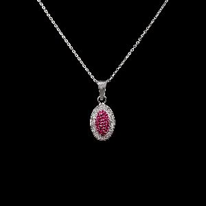pink diamond long round shape necklace