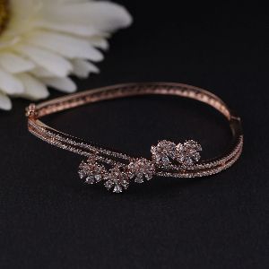 Rose Gold Flower Indian Design Diamond Bracelet
