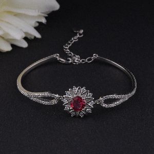 Women's Favorite Pink Gems and Diamond Bracelet