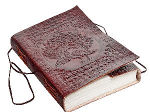 peacock embossed genuine leather diary