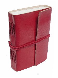 red colored genuine leather vintage journal notebook writing book