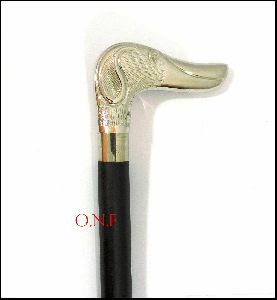 brass designer handle wooden vintage dog head walking cane stick