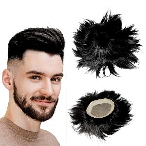 A B S Men Full Head Synthetic Hair Wig For Men Hair Extension  Black Pack  of1 Gents Wigs