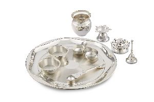 1009 Silver Plated Pooja Set