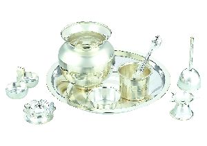 1050 Silver Plated Pooja Set