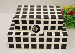 Black &amp;amp; White Cubic Design Resin Box Resin Inlay Box From Tradnary