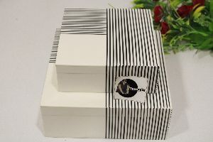 White Resin Box With Black Lining Design From Tradnary