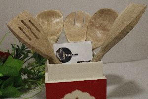 Five Wooden Spatula Set From Tradnary