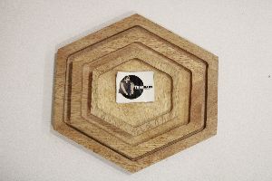hexagonal shape wooden serving tray