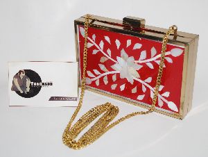 premium mother of pearl inlay clutch bag