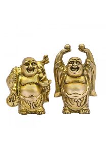 Brass Laughing Buddha Pair