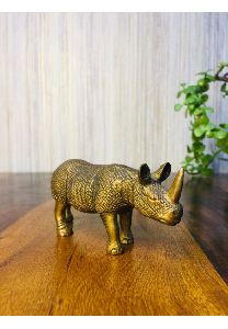 Brass Rhinoceros Statue