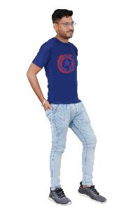 Blue Captain America Printed T-Shirt