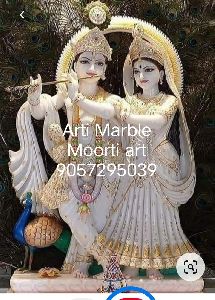 12 Inch Marble Radha Krishna Statue