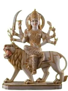 Golden Marble Durga Statue