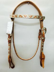 Leather Hand Carved Horse Headstall
