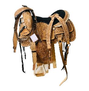 Leather Horse Western Barrel Racer Saddle