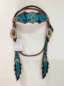 Leather Turquoise Horse Headstall