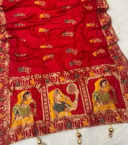 Pure rashiyan Zari Embroidery saree