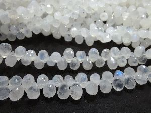 White Rainbow Faceted Teardrop Beads