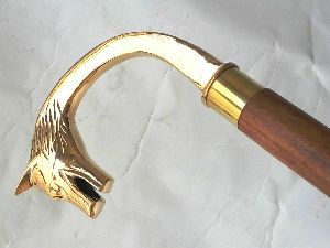 brass handmade nautical fox face handle walking sticks