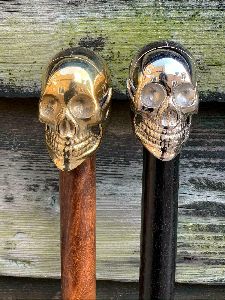 Designer Brass Skull Head Handle Antique Style BLACK Wooden Walking Stick Cane