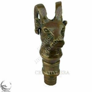 Designer Heavy Goat head SOLID BRASS Victorian Handle ONLY Walking Stick Cane