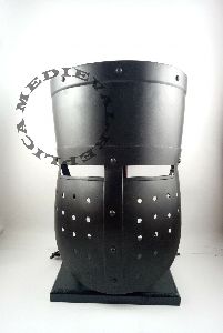 Medieval Crusader Knight Helm Helmet Black Antique Halloween spa