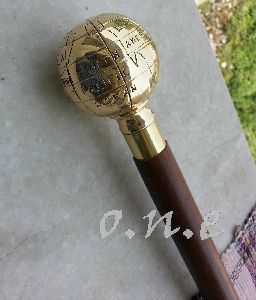 vintage brass designer antique style wooden walking stick