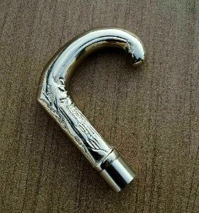 vintage solid brass silver head cane handle