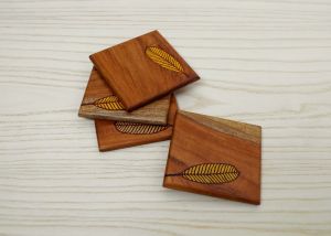 Wood Leaf Coasters