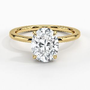 Engagement Ring 18k Yellow Gold Oval Shape Diamond