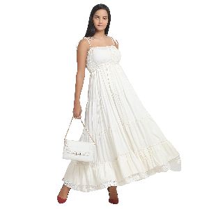 Cotton Bamboo White Long Dress