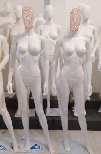 Beaded Face White Glossy Female Mannequin