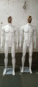 Chrome Face White Glossy Male Mannequin