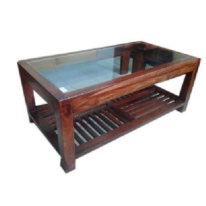 Glass Top Wooden Table
