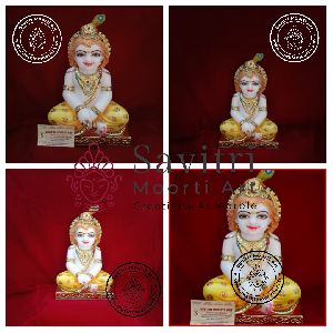 White Marble Bal Gopal Statue, For Shiny, Good Looking Faces Features, Completed Handmade Carving, Full Polished