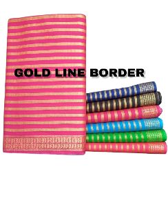 Gold Line Border Blouse Fabric